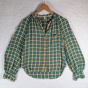 109-Pilcro Plaid Button-Up Women's Top